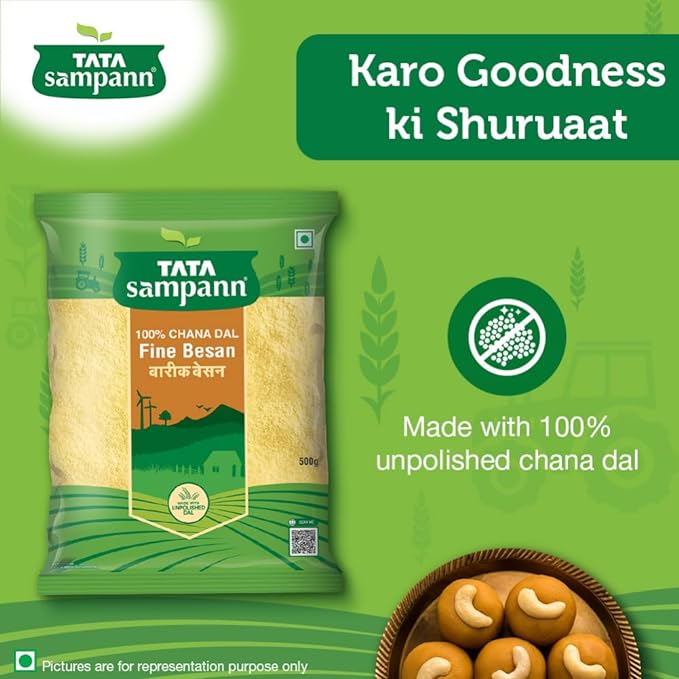 Tata sampann 100% chana dal fine besan, gram flour, 500g